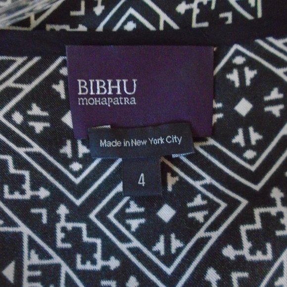 BIBHU Mohapatra New York City made silk black white luxury blouse 4 USA small - Picture 4 of 5